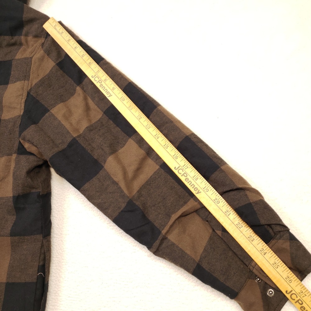 Boston Traders Hooded Shirt Jacket Mens XXL Brown Buffalo Plaid Quilted Grunge - Picture 11 of 13